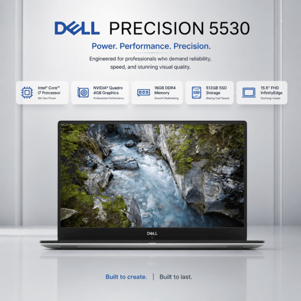 Dell Precision 5530 Workstation | Core i7 8th Gen | 16GB | 512GB SSD | NVIDIA Quadro P1000 4GB